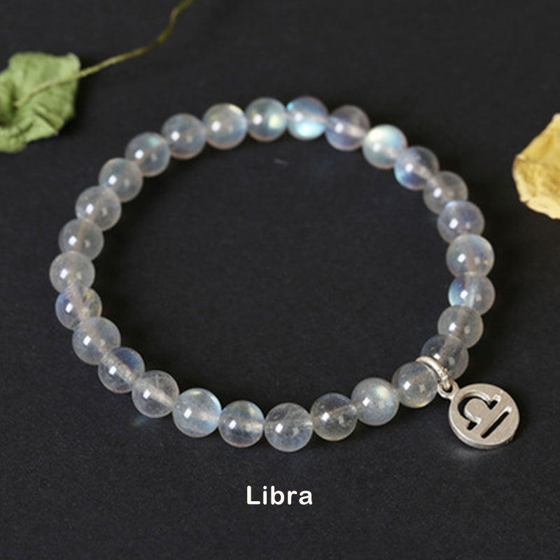 Armband met maansteen en de 12 sterrenbeelden van de dierenriem - Weegschaal - image 14