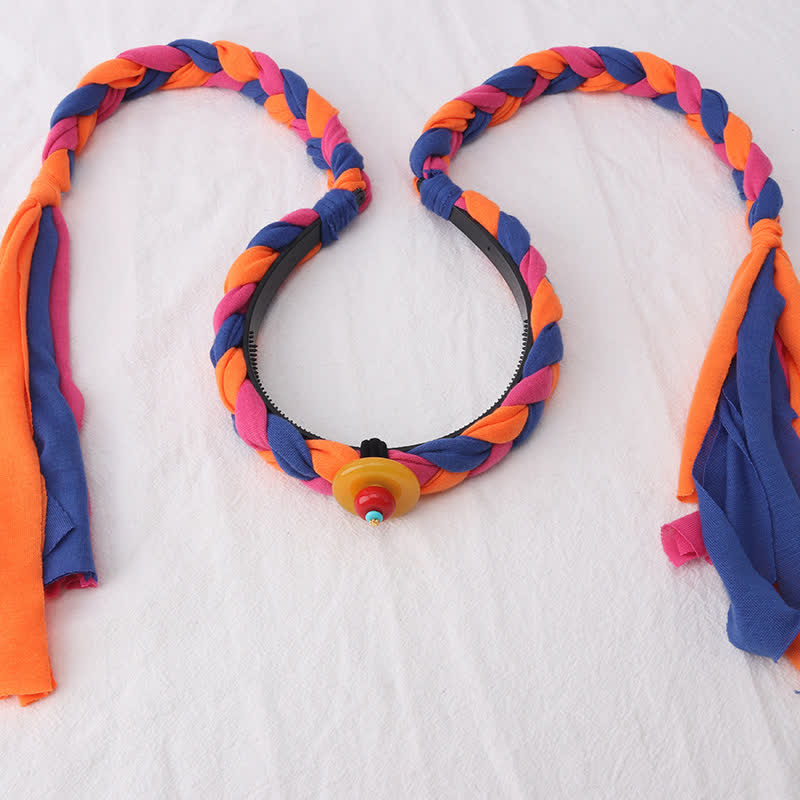 Tibetaanse kleurrijke kwastjes als haarversiering en haaraccessoires. - Oranje - Ronde kraal - image 24