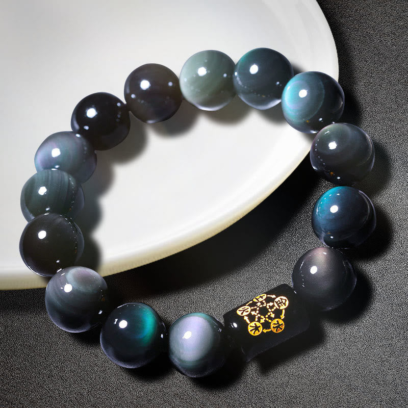 Buddha Stones Armband van natuurlijke regenboogobsidiaan voor positieve transformatie - image 1