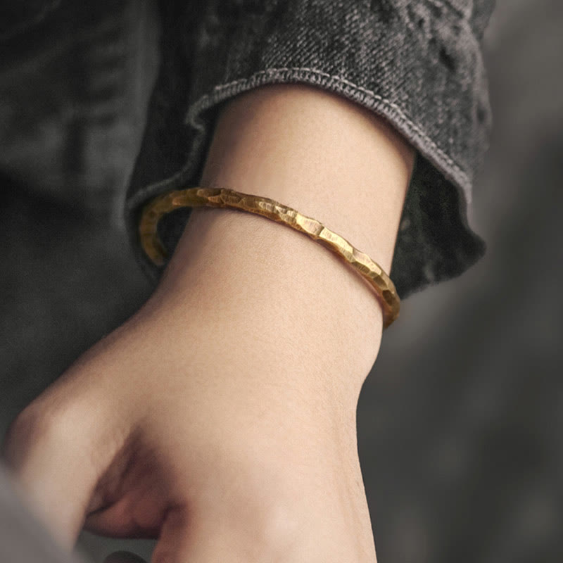 Buddha Stones Bangle armband met reliëfstructuur en koperen Manchetarmband - image 1
