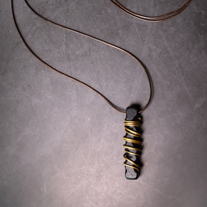 Buddha Stones Halskettinghanger van Tibetaans ebbenhout en messing met balans- en Ketting - image 2