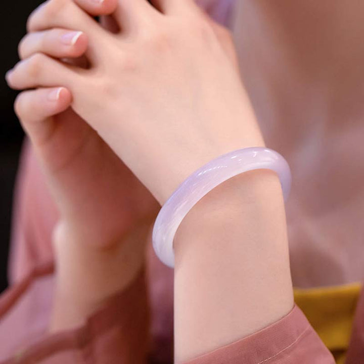 Buddha Stones Natuurlijke chalcedoon Bangle-armband met harmonie- en positieve boodschap. - image 15