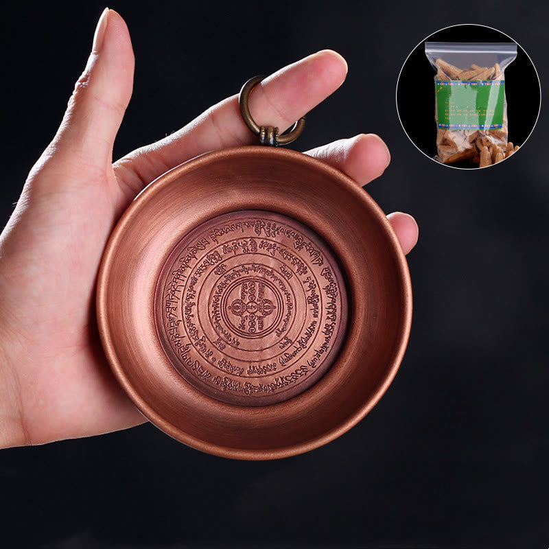 Buddha Stones Klein koperen gebedsaltaar, draagbare brander voor Wierook, salie en reinigingsrituelen. - Koperen offerschaal (diameter 10 cm) en 250 g wierook - image 1