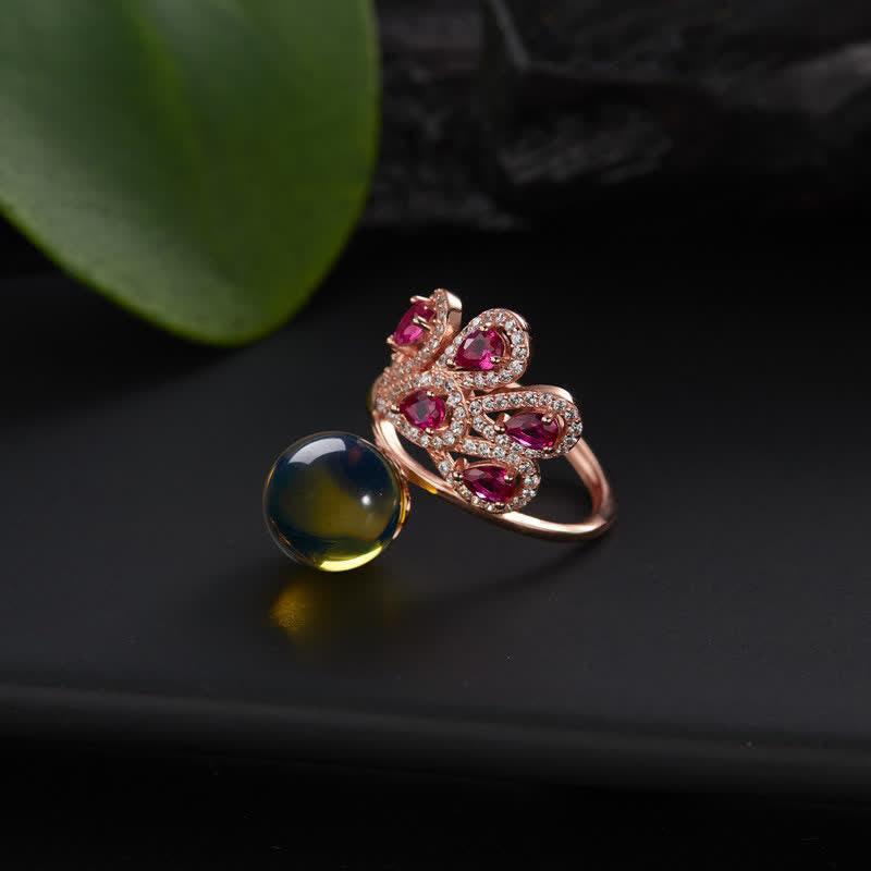 Pauw Amber Geluk Liefde Ketting Hanger Ring - image 4