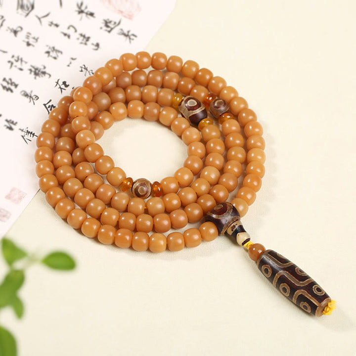 Buddha Stones Armband met vredes- en harmoniebedel van natuurlijke bodhizaadlotus (Dzi-kraal) - 9* 8mm Bodhi Seed&amp;Dzi kralen - image 15