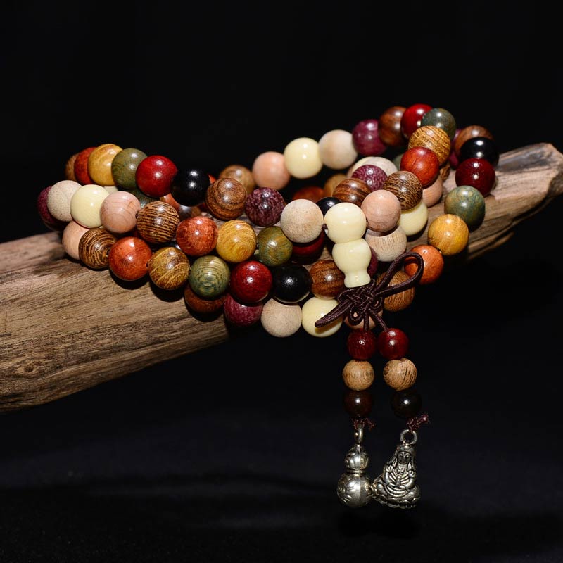 Buddha Stones Mala Armband van wengéhout met 108 kralen voor zegening en meditatie. - image 0
