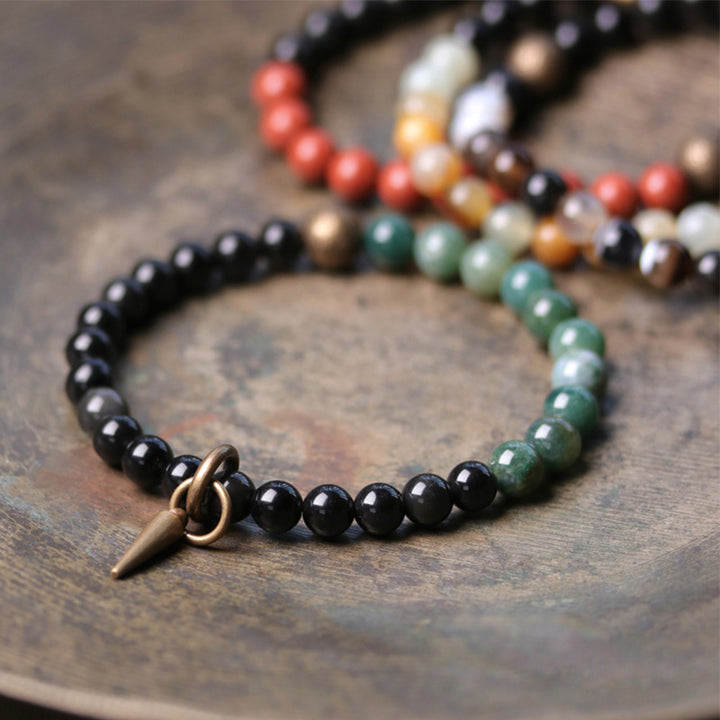 Buddha Stones Armband voor koppels met zwarte obsidiaan, sodaliet en koperen kristallen. - image 11