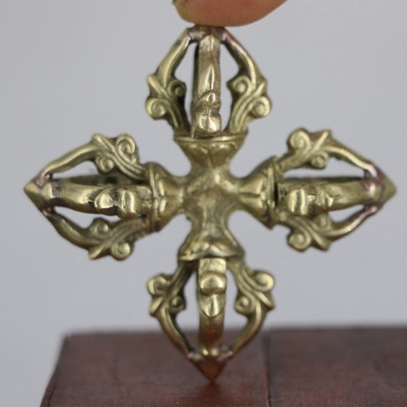 Nepalese handgemaakte 5-puntige dubbele Dorje koperen Vajra - Dorje/Vajra (Verlichting ♥ Spirituele Kracht) - image 0