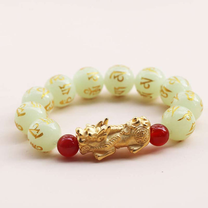 Buddha Stones Feng Shui Armband met PiXiu Glowstone voor Welvaart - 16mm - image 2