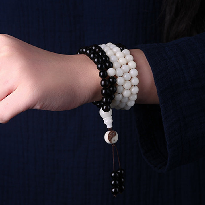 Buddha Stones Ebbenhouten YinYang Ketting Mala - image 2