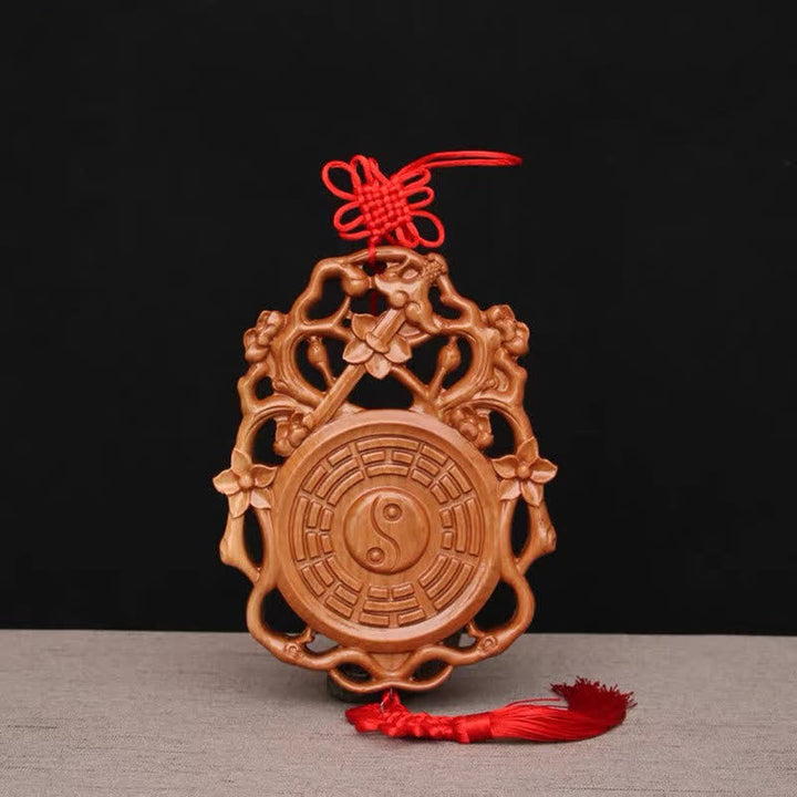 Feng Shui Bagua-kaart Perzikhout Chinese knopen Balans Energiekaart - 18*13,6 cm - image 0
