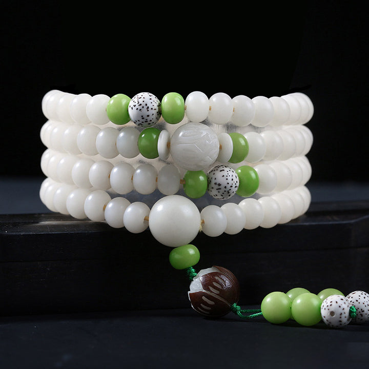Buddha Stones Bodhi-kraaltje lotus zegen Armband - Bodhizaad, groene kraal en lotus - 10* 8mm - image 15