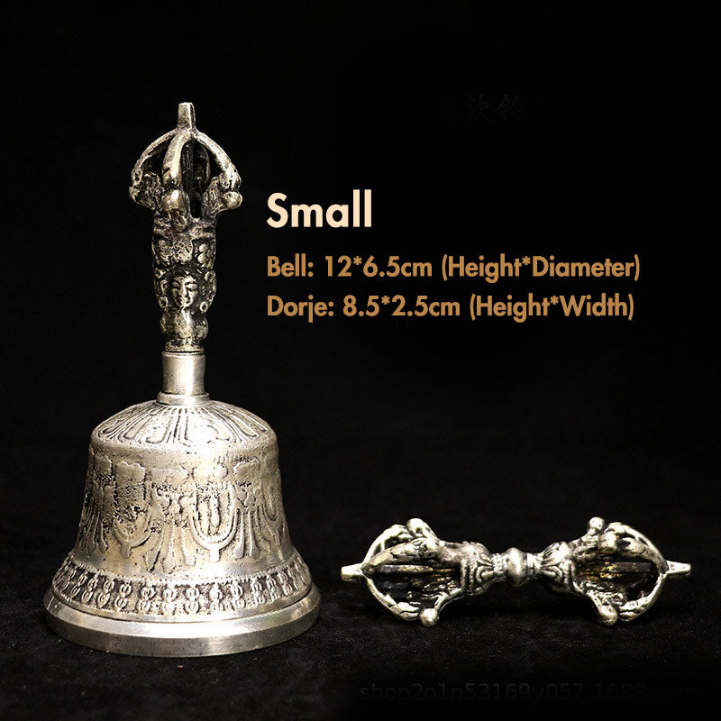 Buddha Stones Tibetaanse meditatiebel en Vajra Dorje koperen decoratieset - Zilver - Bell 12*6,5 cm, Dorje 8,5*2,5 cm - image 2