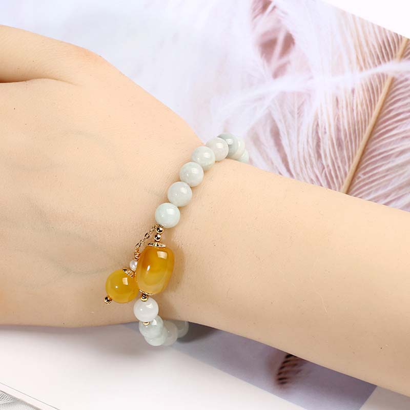 Buddha Stones Armband van natuurlijke witte jade agaat - image 7
