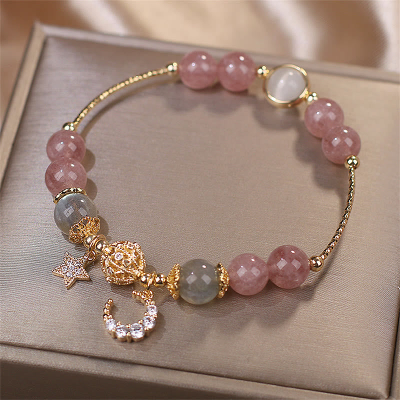 Buddha Stones Aardbeikwarts Maansteen Maanster Armband - image 4