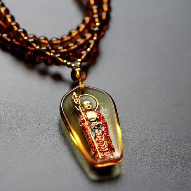 Buddha Stones Ksitigarbha Boeddha Liuli Crystal Compassion Amulet Ketting hanger - image 1
