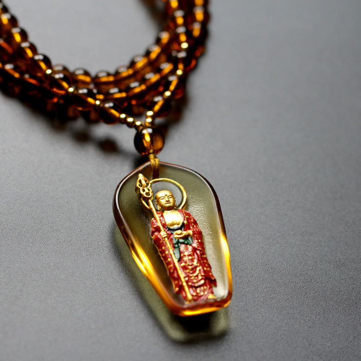 Buddha Stones Ksitigarbha Boeddha Liuli Crystal Compassion Amulet Ketting hanger - image 1