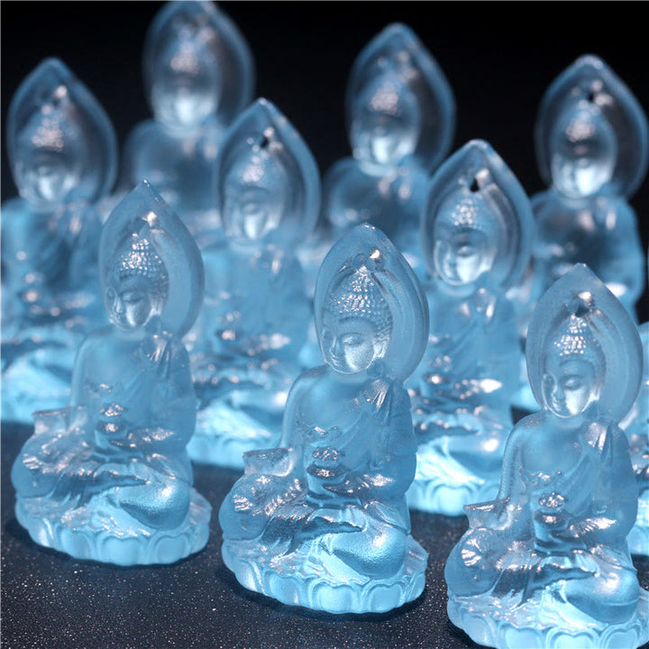 Buddha Stones Blauwe Tathagata Boeddha Geneeskunde Boeddha Liuli Crystal Serenity Amulet Ketting hanger - image 12