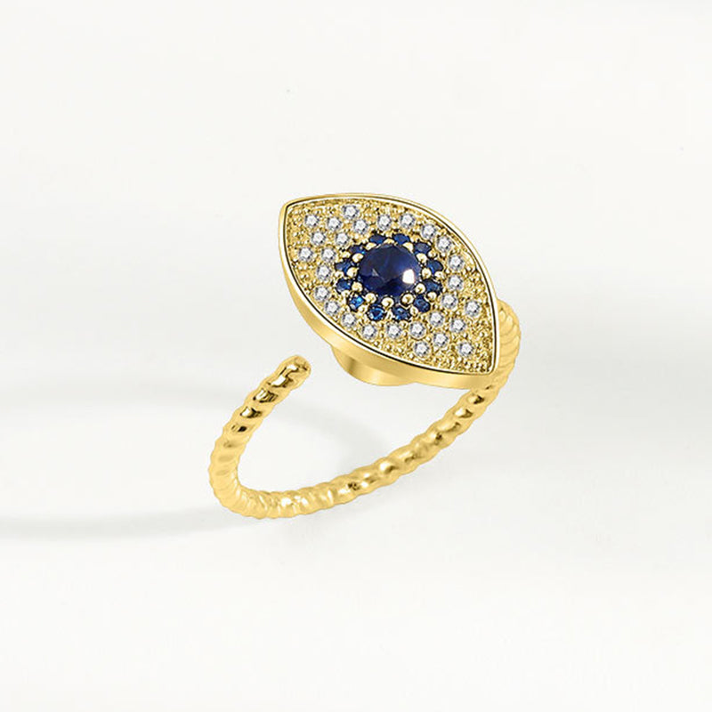 Draaibare Ring van 925 sterling zilver met bescherming tegen het boze oog. - Goud - image 8