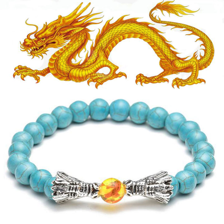 Buddha Stones Witte turkooizen lavasteen draak zegen Armband - image 18