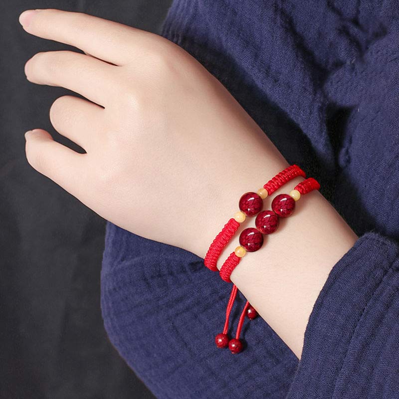 Buddha Stones Cinnabar Blessing Rode Armband met Koord voor Kinderen - image 2