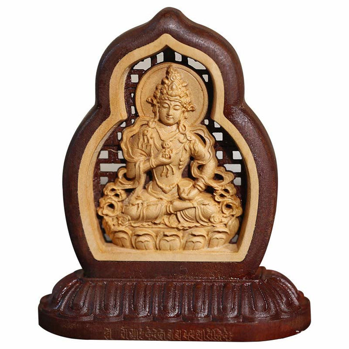 Buddha Stones Vajrasattva Boeddha houten beeldje met gravure van mededogen, decoratie - image 1