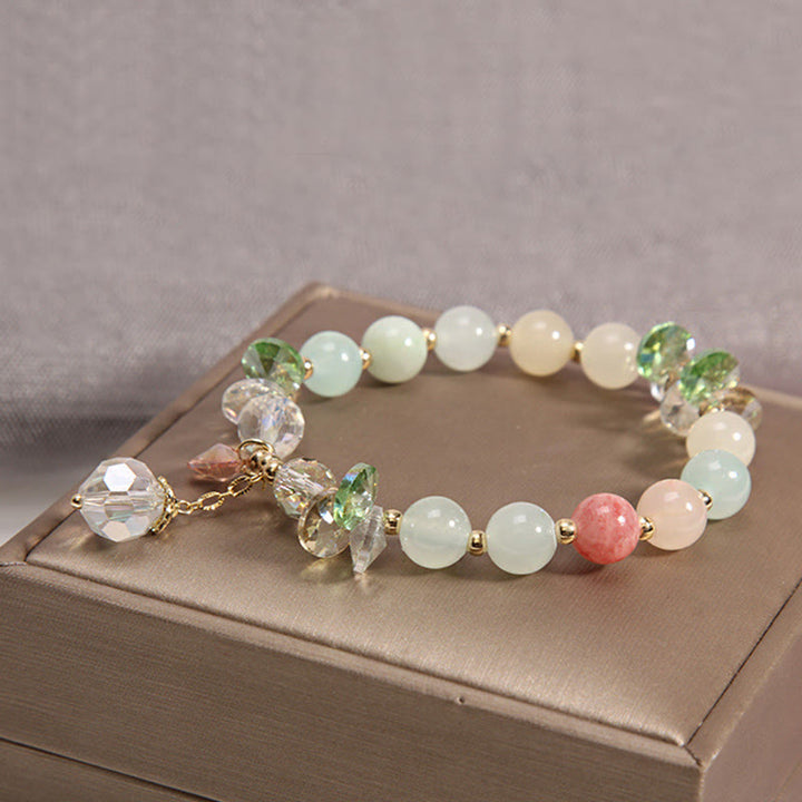 Buddha Stones Armband met vredesbedeltje in de vorm van een kattenoog, roze kristal - image 8