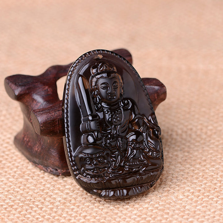 Buddha Stones Chinese dierenriem obsidiaan Ketting - L-konijn - image 3