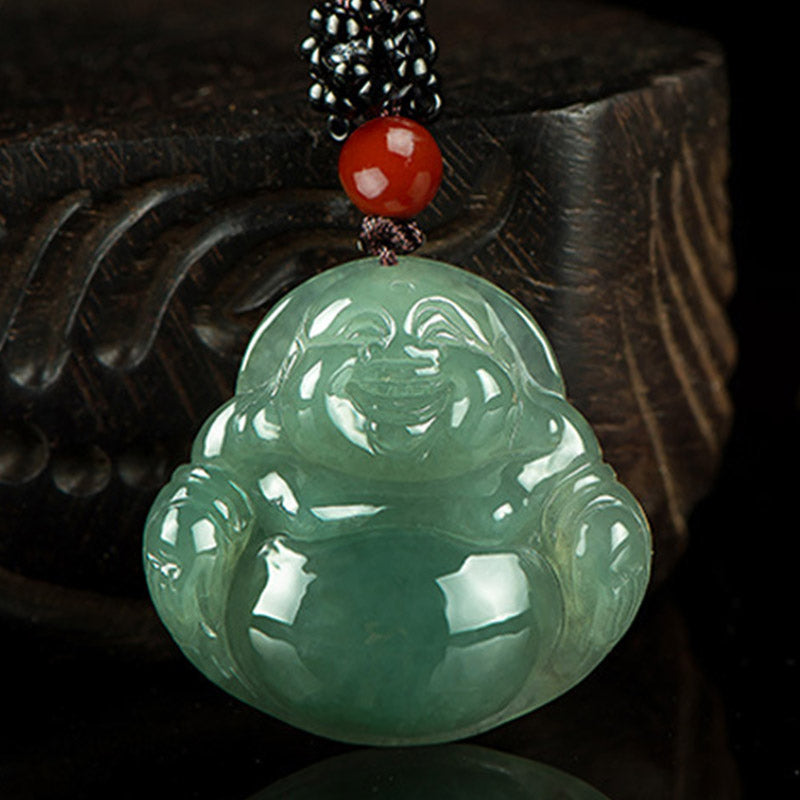 Buddha Stones Lachende Boeddha Jade Overvloed Ketting - image 1