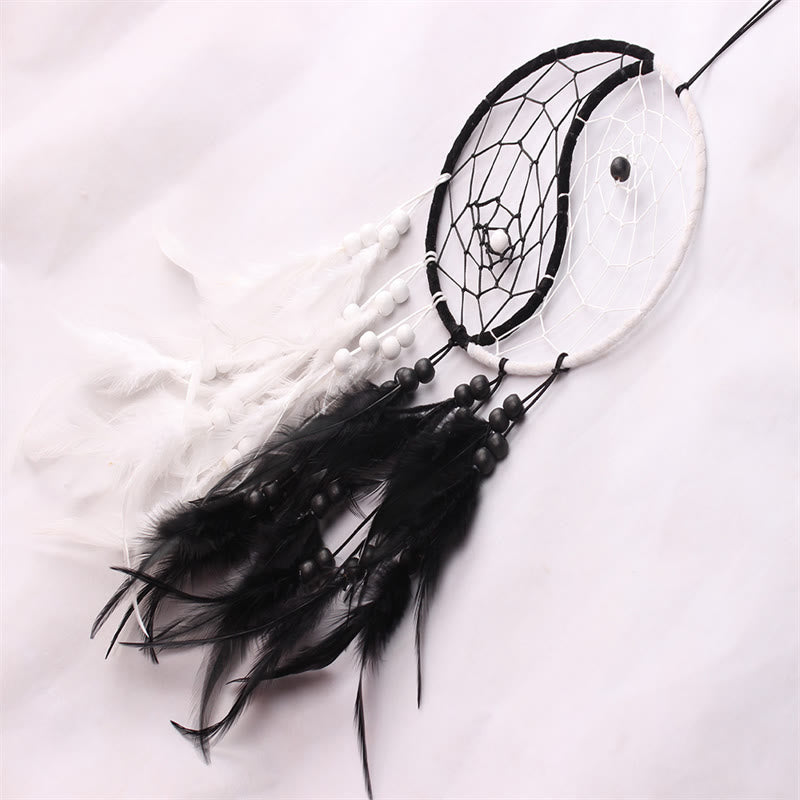 Yin Yang dromenvanger rond net met veren, balansdecoratie - image 6