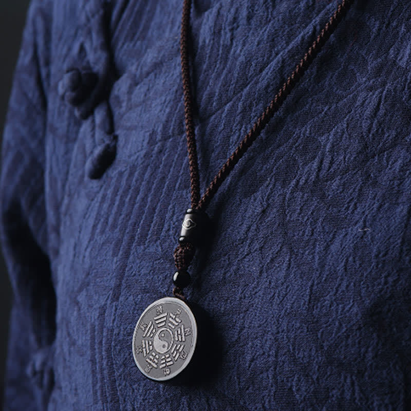 Buddha Stones Zwarte Obsidiaan Bagua Yin Yang Sterkte Ketting - image 1