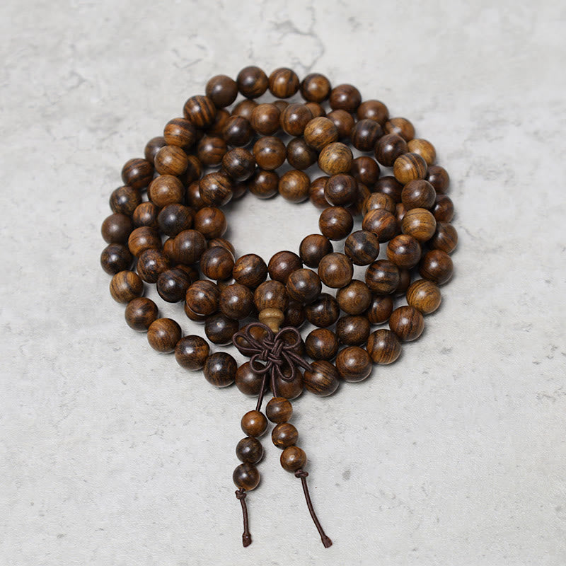 Buddha Stones 108 Mala kralen Armband voor gebed en meditatie, sandelhout, elastisch - image 2