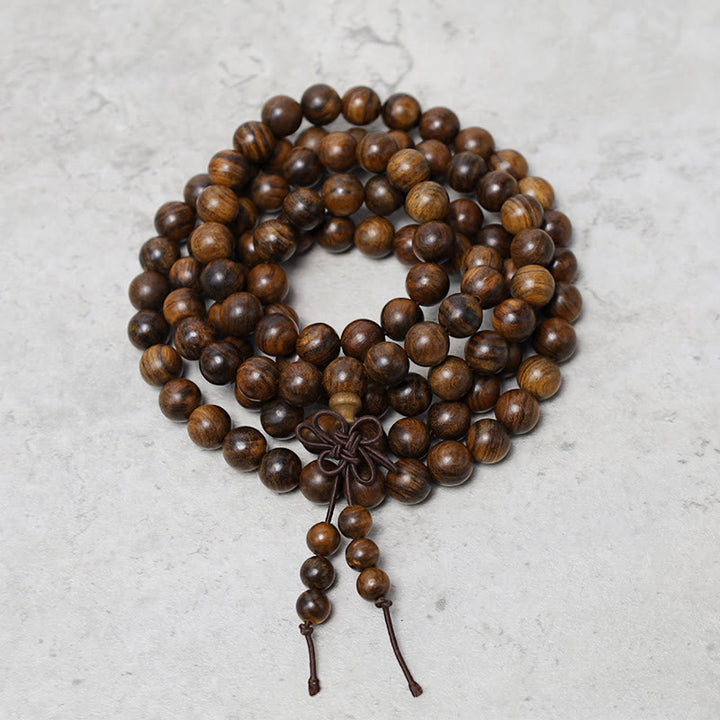 Buddha Stones 108 Mala kralen Armband voor gebed en meditatie, sandelhout, elastisch - image 2