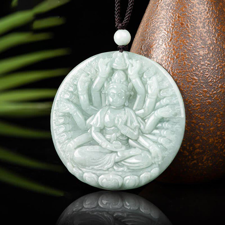 Buddha Stones Duizendhandige Kwan Yin Avalokitesvara Jade Ketting - image 6