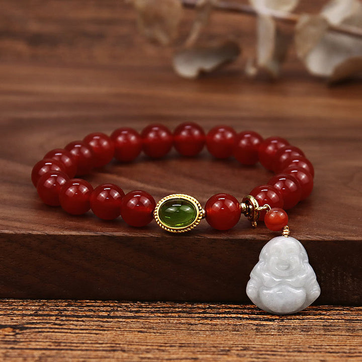 Buddha Stones Armband van natuurlijke rode agaat Boeddha voor succes - Rode agaat - image 0