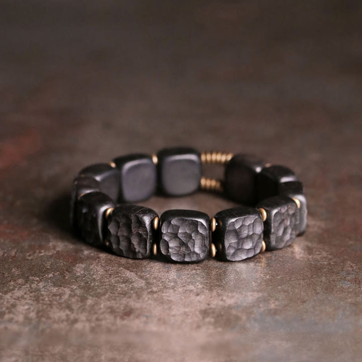 Buddha Stones Retro armband in ebbenhoutstructuur met koperen Armband. - image 4
