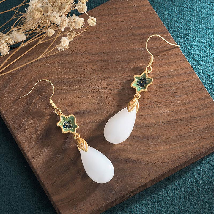 Buddha Stones Feng Shui witte jade Oorbellen - image 14