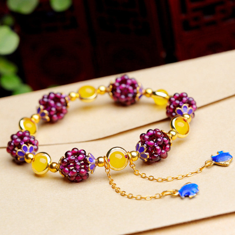 Buddha Stones Tibetaanse granaat Armband voor rust en ontspanning - image 0
