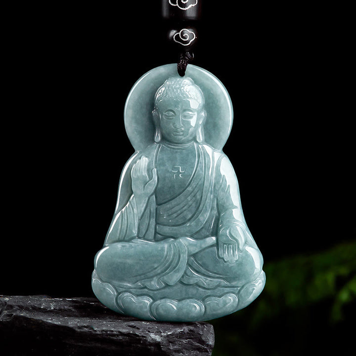 Buddha Stones Amitabha Boeddha Amulet van Natuurlijke Jade Lotus, symbool van mededogen, Ketting - Boeddha-symbool (Compassie♥Sereniteit) - image 0