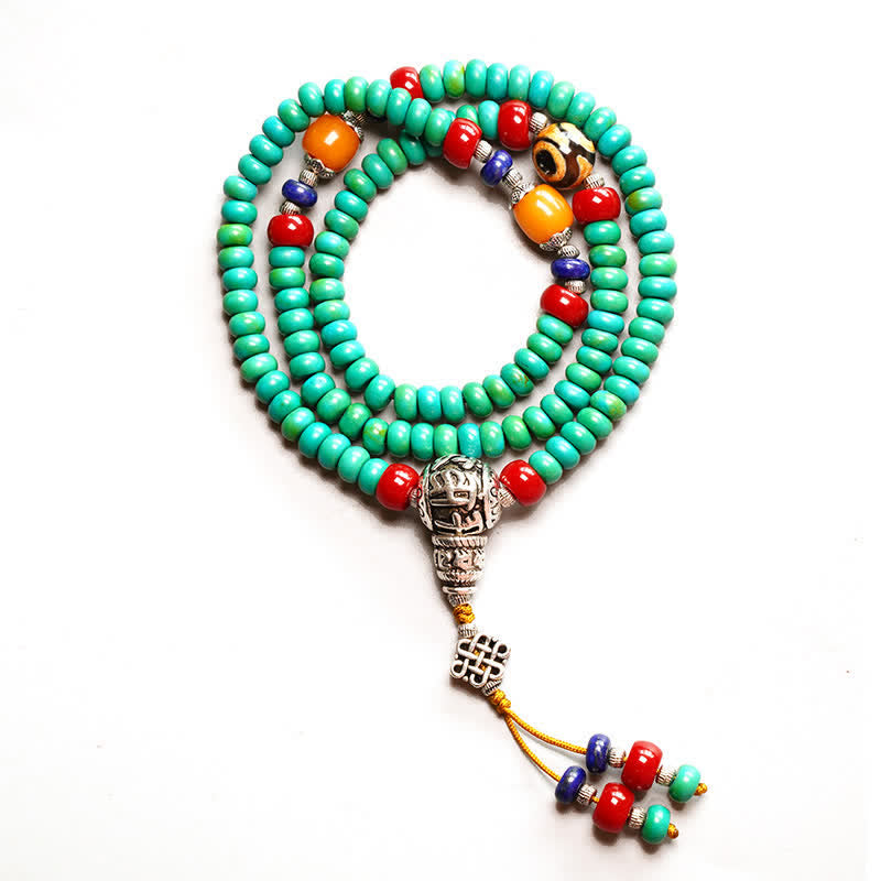Buddha Stones 108 Mala kralen Tibetaanse turkooizen Dzi kralen Armband - image 11