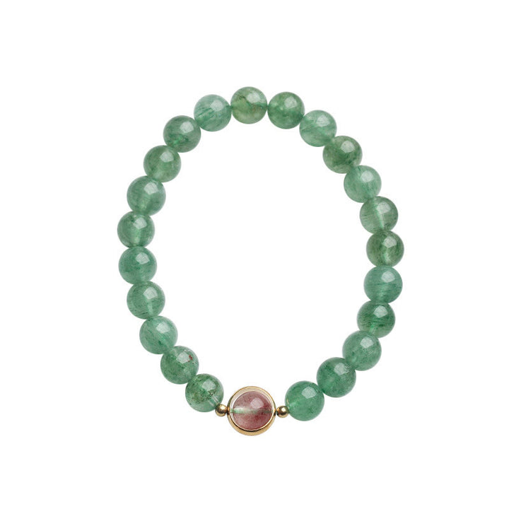 Buddha Stones Natuurlijke groene aardbeikwarts kalmerende Armband - image 5