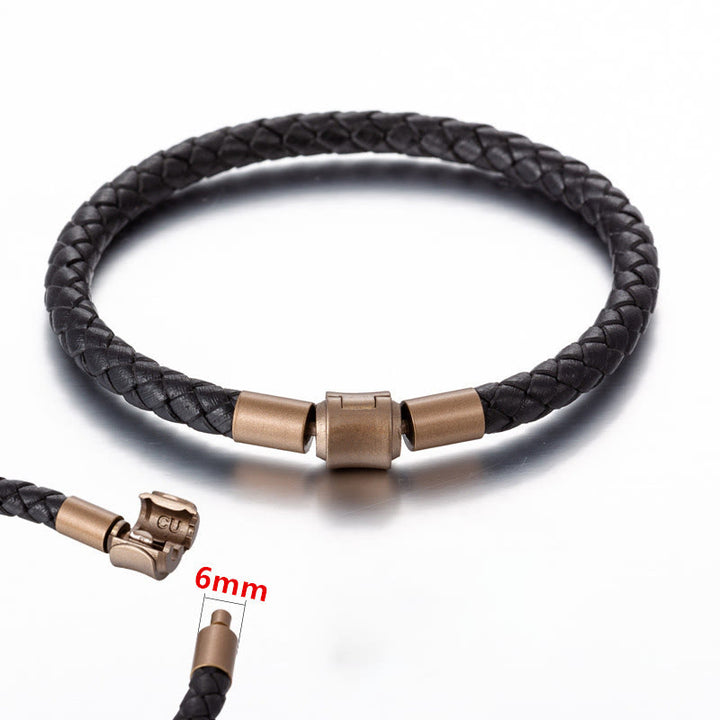 Buddha Stones Armband leren touwarmband met geluksvlechtwerk - 5 mm zwart 21 cm - image 10