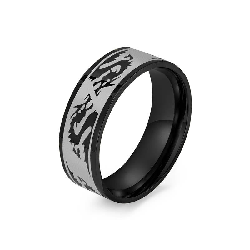 Buddha Stones Ring van titaniumstaal met gegraveerde draak als bescherming en extra stevigheid. - Zwart - VS13 - image 5