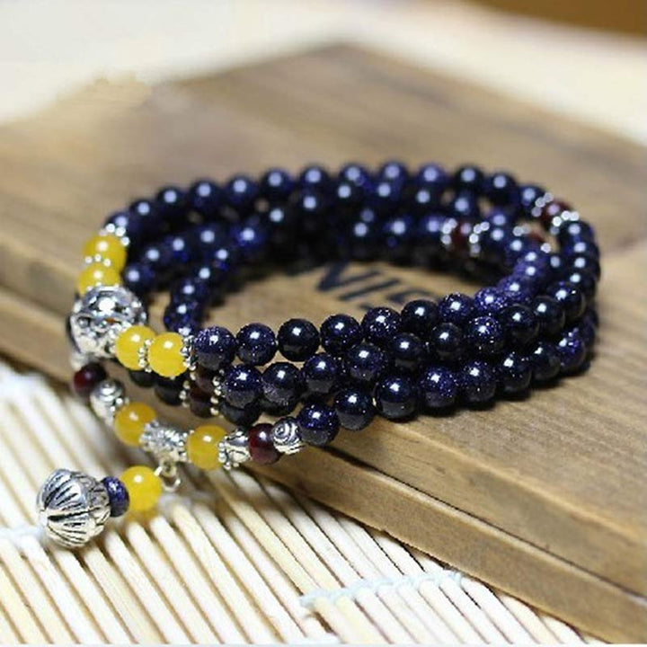 Buddha Stones Blauwe zandstenen Armband Mala - image 3