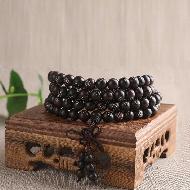 Buddha Stones Armband van 925 sterling zilver met ingelegde kleine blaadjes van rood sandelhout, symbool voor gelukbrengende wolken. - image 1