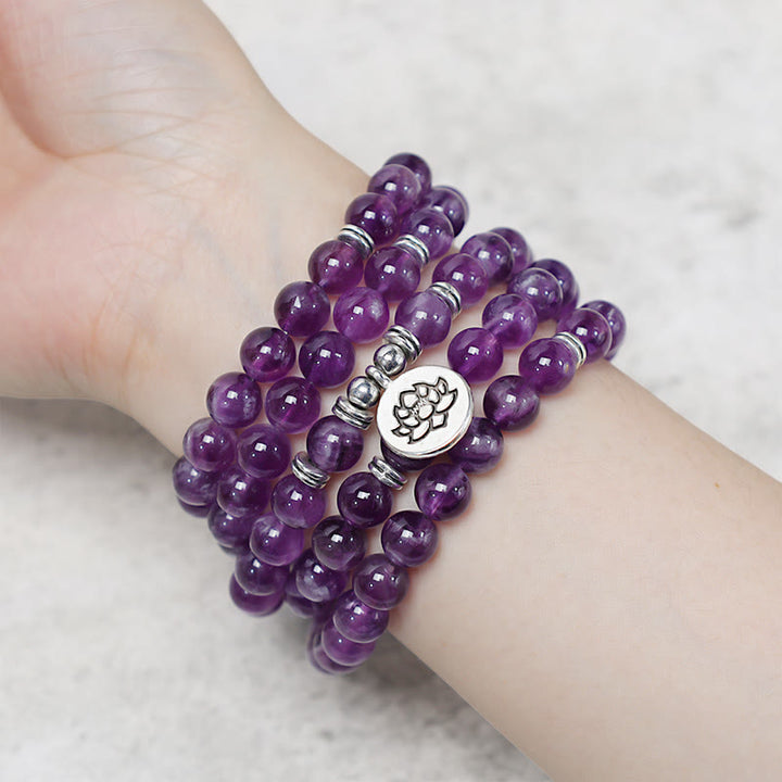 Buddha Stones Natuurlijke amethist zuiveringsmala - Armband - image 4