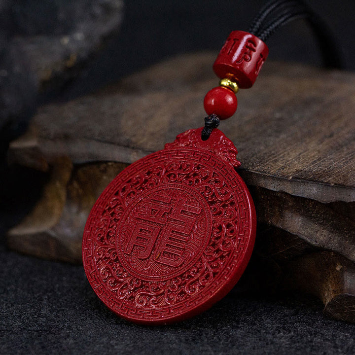 Buddha Stones Ketting met drakenbescherming, natuurlijke cinnaber, Jaar van de Draak - image 3