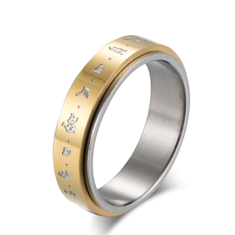Buddha Stones Mantra titanium stalen balans draaibare Ring - Goud - VS11 - image 0