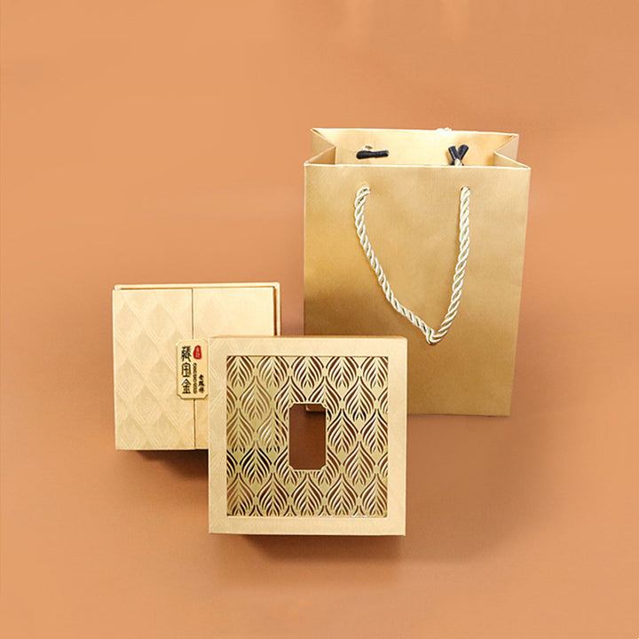 Retro sieraden opbergdoos met verenpatroon, geschenkdoos - Goud (11,2*11,2*5,8 cm) - image 0