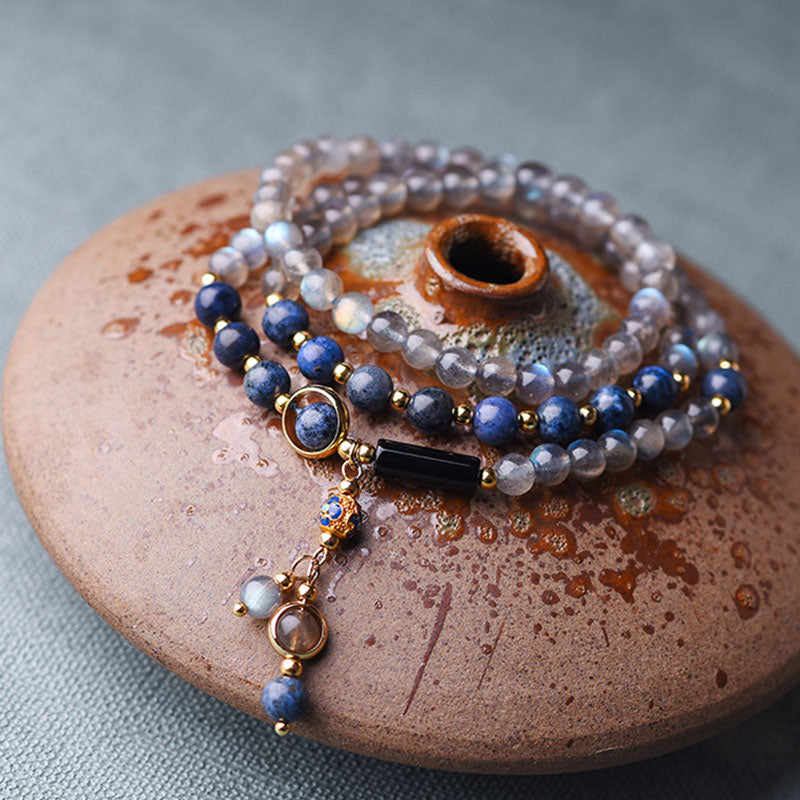 Buddha Stones Maansteen Lazuriet Lapis Lazuli Kalmerende Helende Positieve Armband - image 7